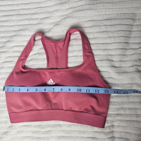 Adidas Sports Bra Pink Mauve Racerback Medium Support Logo Activewear M - Picture 5 of 7